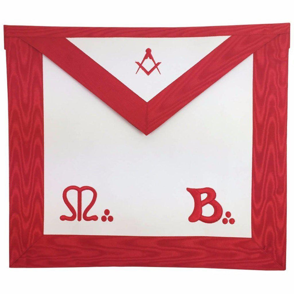 Master Mason Scottish Rite Masonic Apron - Red & White Moire-Aprons-Masonic Makers