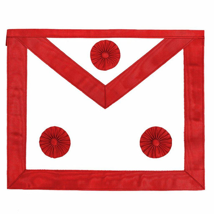 Master Mason Scottish Rite Masonic Apron - Red with Three Red Rosettes-Aprons-Masonic Makers