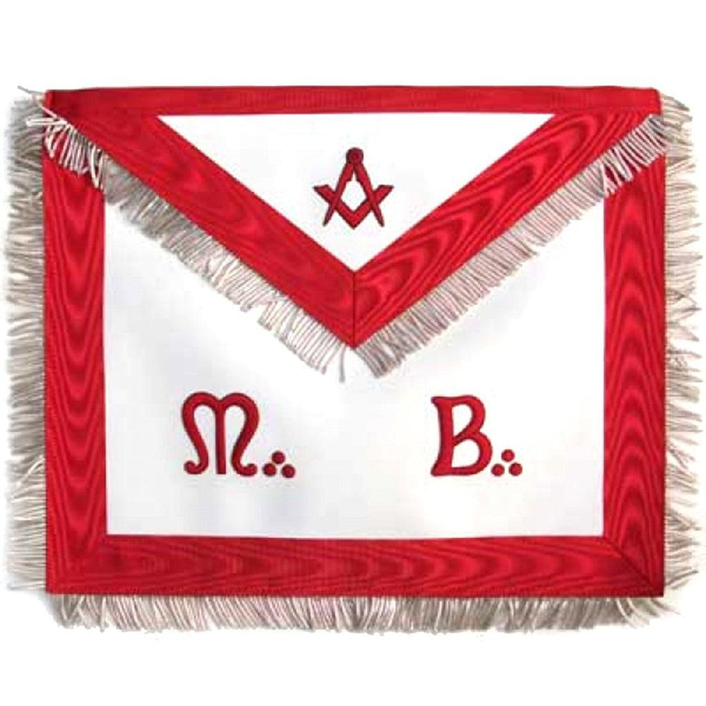 Master Mason Scottish Rite Masonic Apron - White & Red Moire-Aprons-Masonic Makers