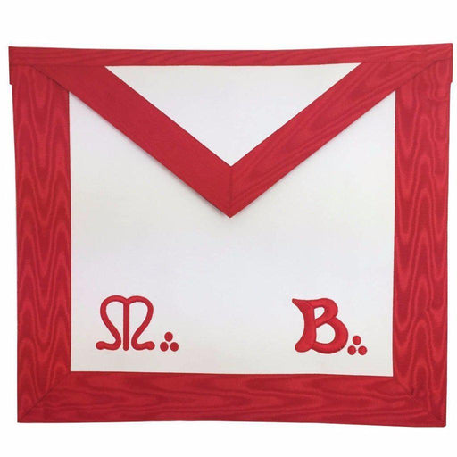 Master Mason Scottish Rite Masonic Apron - White & Red Moire with Fringe-Aprons-Masonic Makers