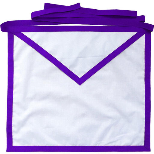 Member Council Masonic Apron - White Duck Cotton with Thin Purple Ribbon-Aprons-Masonic Makers