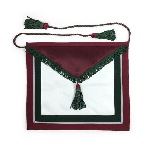 Member The Royal Order of Scotland Masonic Apron - White, Maroon & Green-Aprons-Masonic Makers