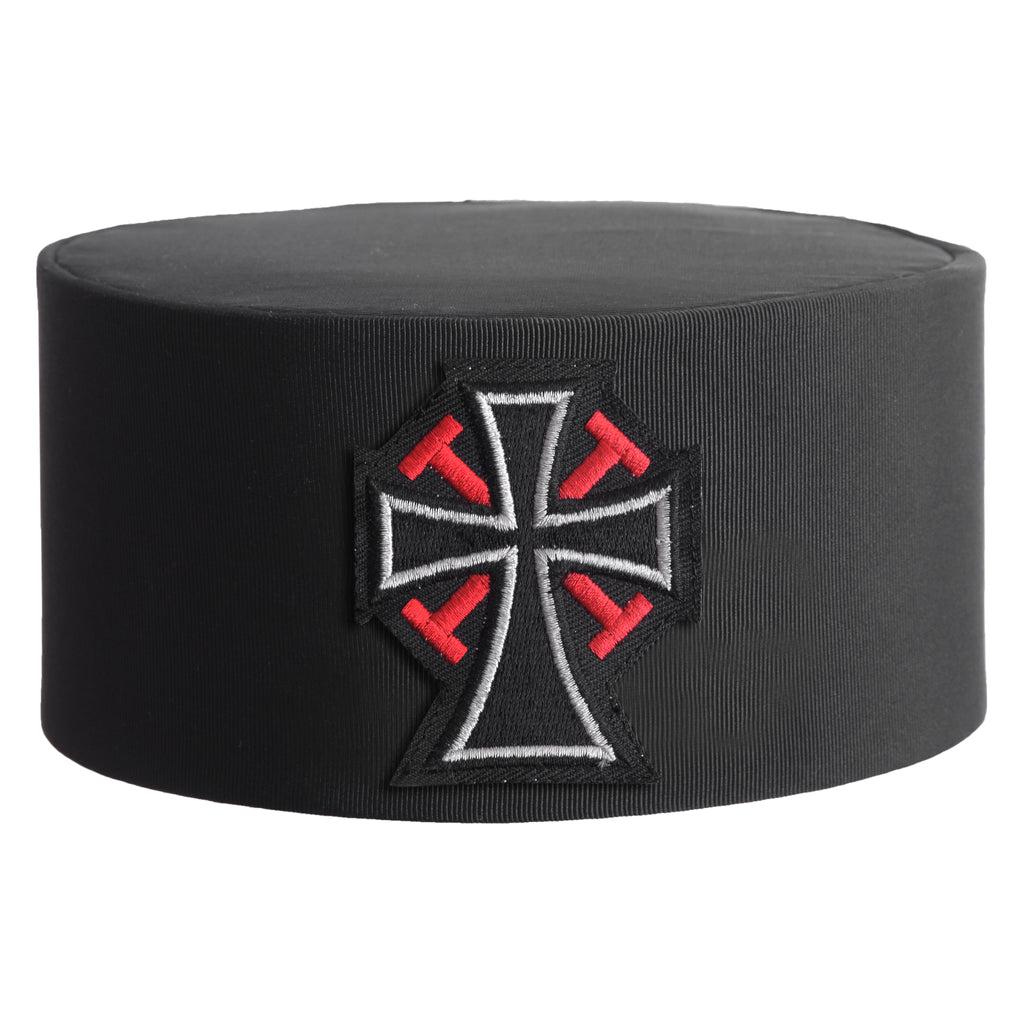 Past Commander Knights Templar Commandery Masonic Crown Cap - Black Rayon With Cross-Crown Caps-Masonic Makers