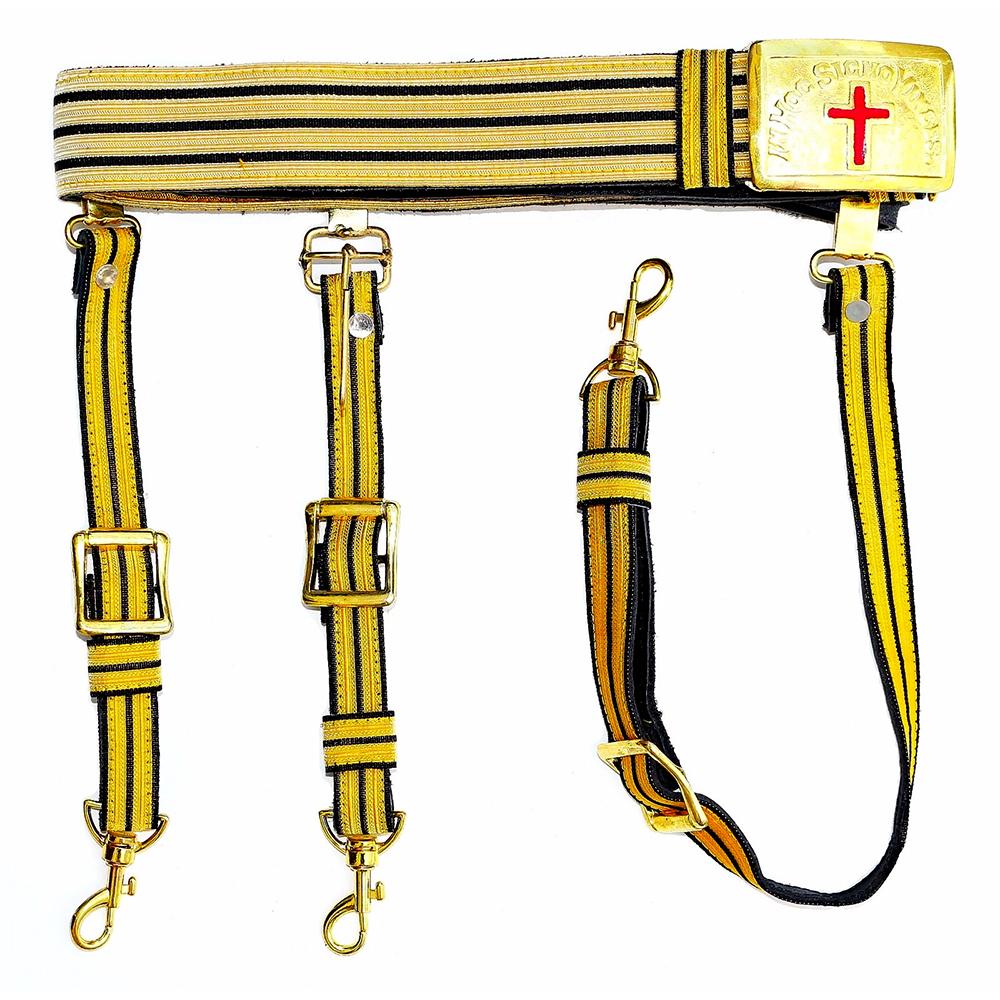 Past Commander Knights Templar Commandery Regalia Masonic Belt - Black & Gold Lace-Regalia Belts-Masonic Makers