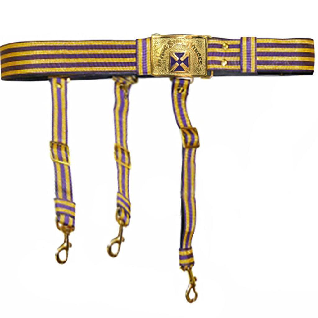 Past Grand Commander Knights Templar Commandery Regalia Masonic Belt - Purple & Gold-Regalia Belts-Masonic Makers