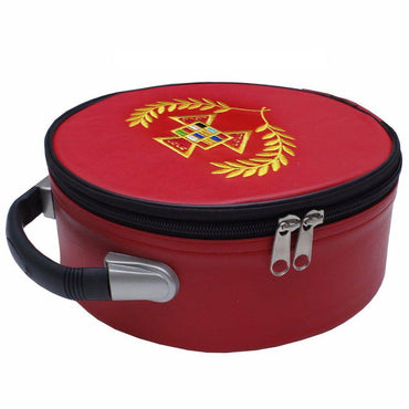 Past Grand High Priest Royal Arch Chapter Masonic Crown Cap Case - Red Leather-Crown Cap Cases-Masonic Makers