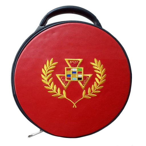 Past Grand High Priest Royal Arch Chapter Masonic Crown Cap Case - Red Leather-Crown Cap Cases-Masonic Makers