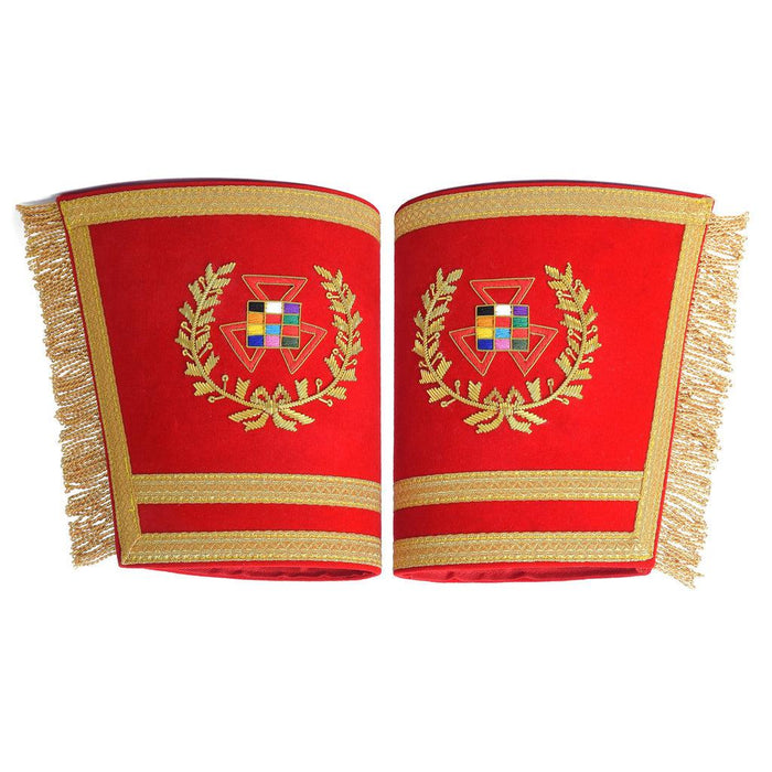 Past Grand High Priest Royal Arch Chapter Masonic Cuff - Red Velvet With Gold Fringe-Cuffs-Masonic Makers