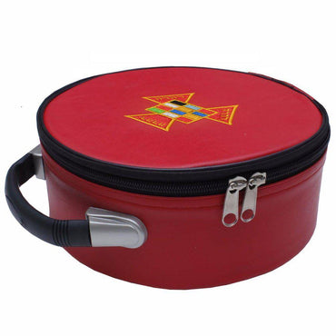 Past High Priest Royal Arch Chapter Masonic Crown Cap Case - Red Leather-Crown Cap Cases-Masonic Makers