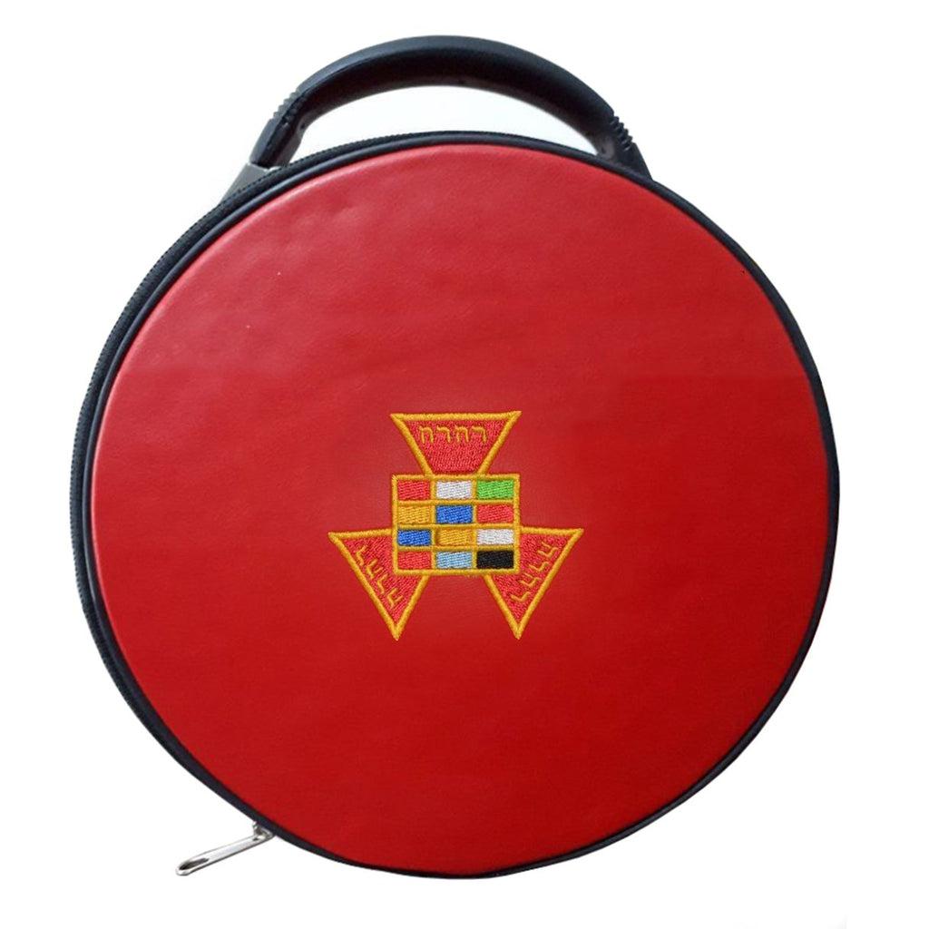 Past High Priest Royal Arch Chapter Masonic Crown Cap Case - Red Leather-Crown Cap Cases-Masonic Makers