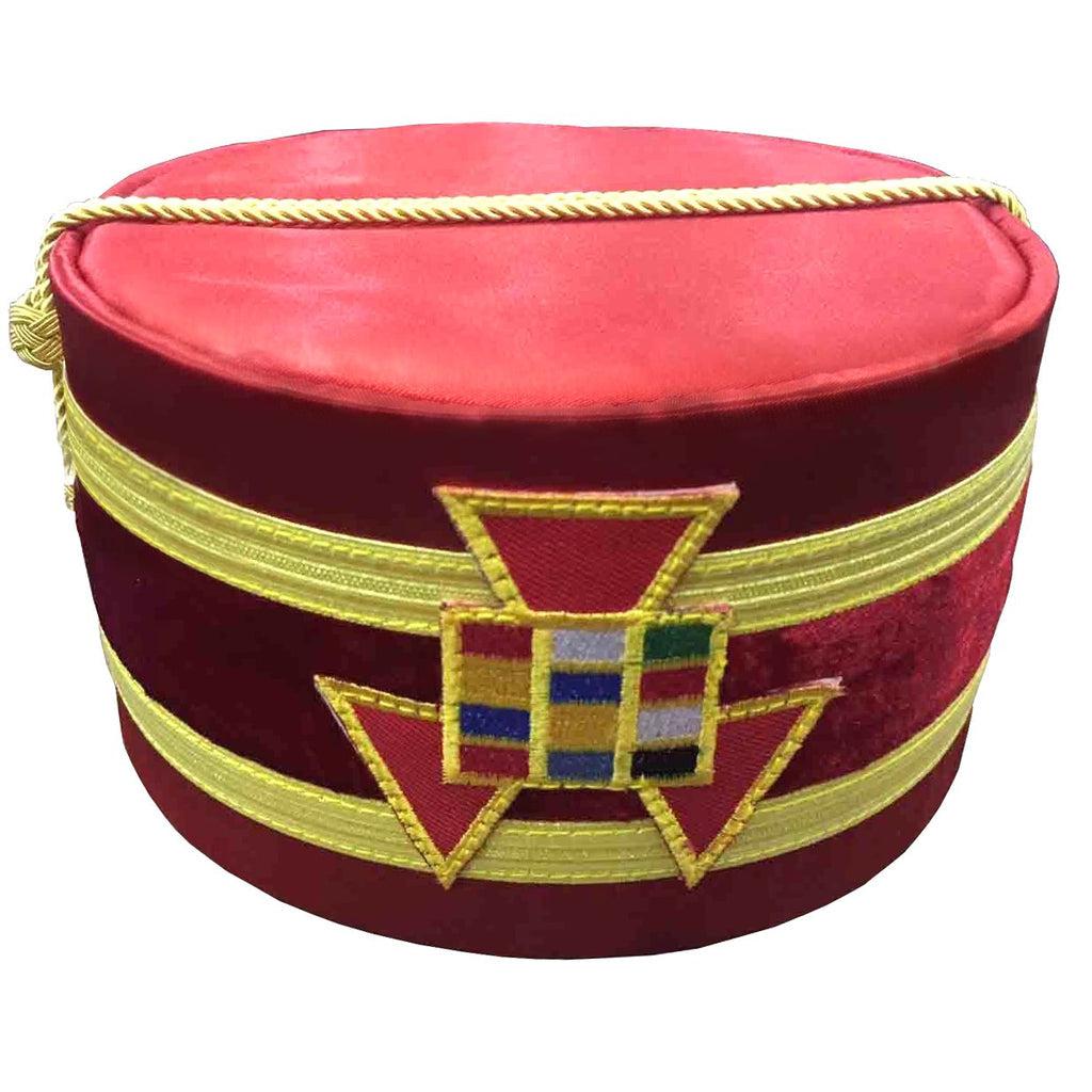 Past High Priest Royal Arch Chapter Masonic Crown Cap - Red Emblem with Gold Braid-Crown Caps-Masonic Makers