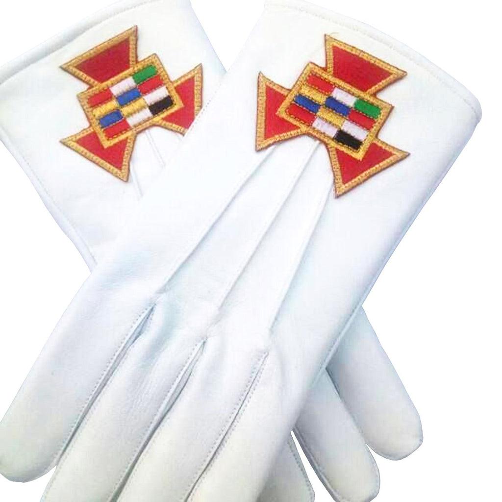 Past High Priest Royal Arch Chapter Masonic Glove - White Leather Machine Embroidered Emblem-Gloves-Masonic Makers