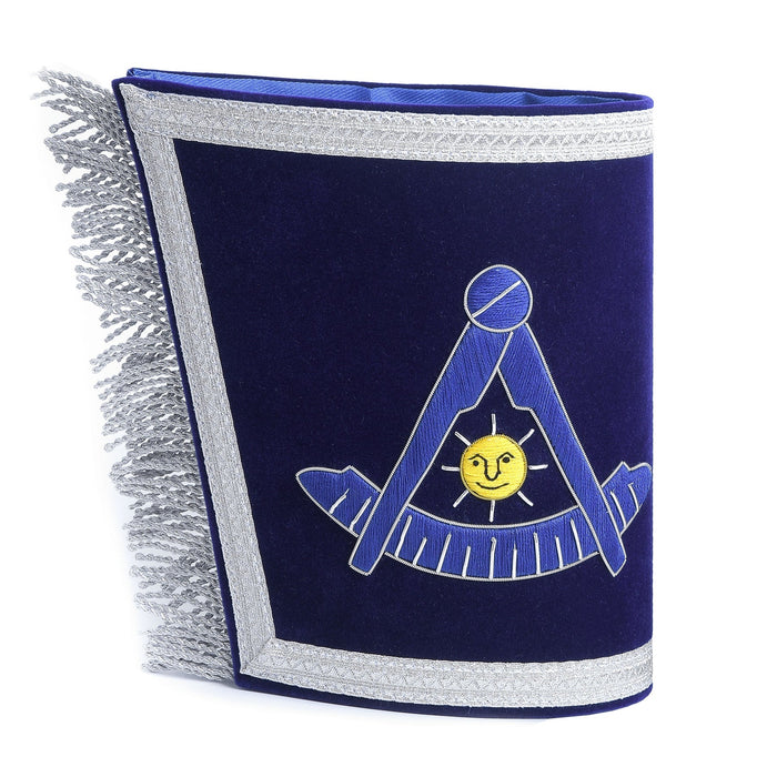 Past Master Blue Lodge California Regulation Masonic Cuff - Blue Hand Embroidery With Fringe-Cuffs-Masonic Makers