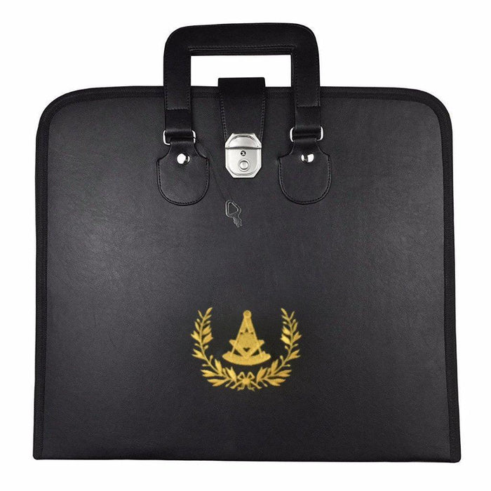 Past Master Blue Lodge Masonic Apron Case - Black Imitation Leather-Apron Cases-Masonic Makers