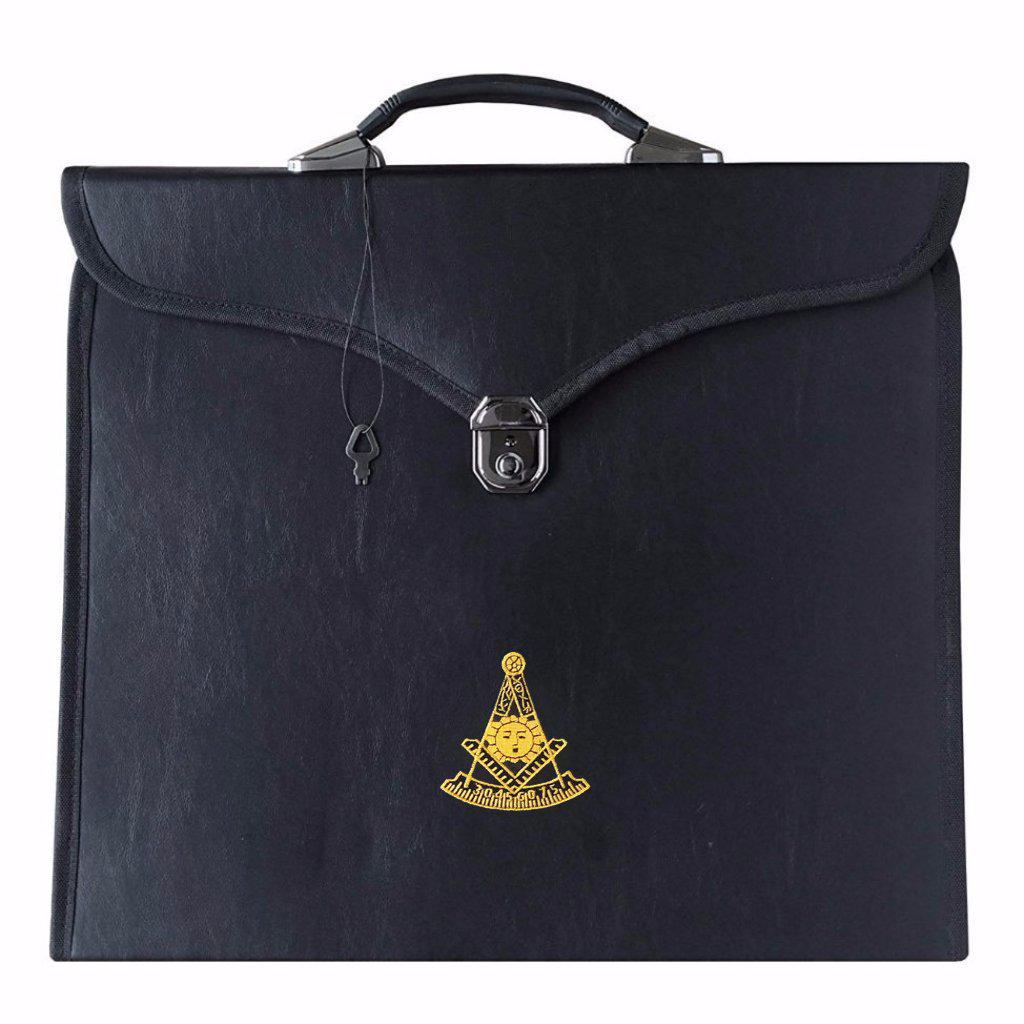 Past Master Blue Lodge Masonic Apron Case - Black Leather-Apron Cases-Masonic Makers