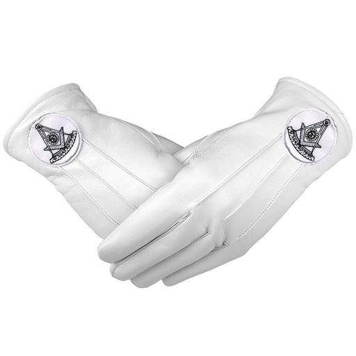 Past Master Blue Lodge Masonic Glove - White Leather with Black Emblem-Gloves-Masonic Makers