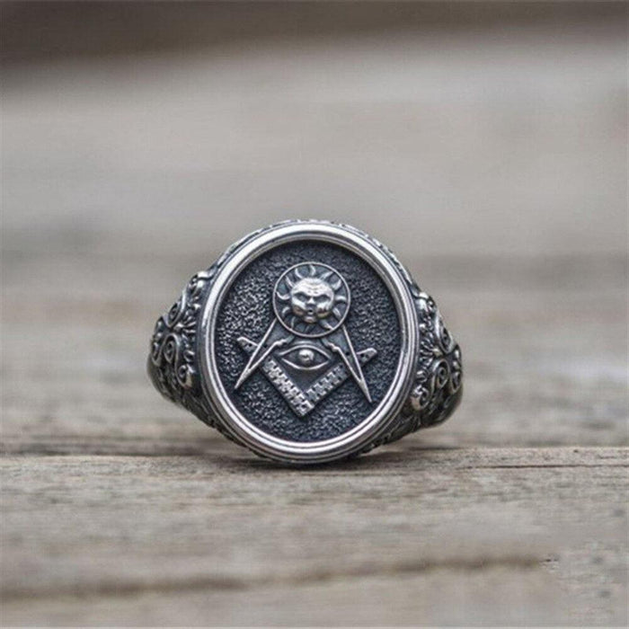 Past Master Blue Lodge Masonic Ring - Silver Color & Stainless Steel-Rings-Masonic Makers