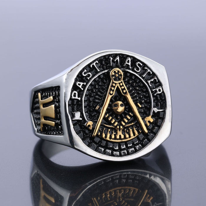 Past Master Blue Lodge Silver Masonic Ring - Stainless Steel-rings-Masonic Makers