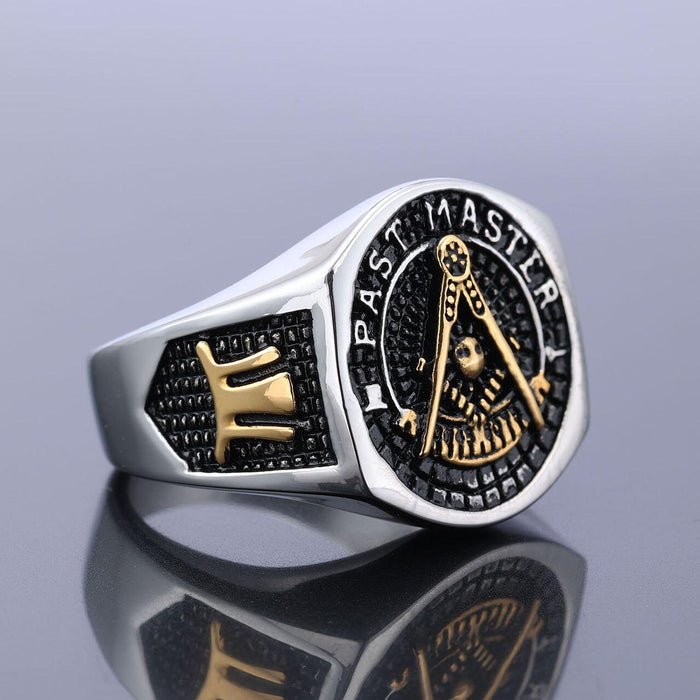 Past Master Blue Lodge Silver Masonic Ring - Stainless Steel-rings-Masonic Makers