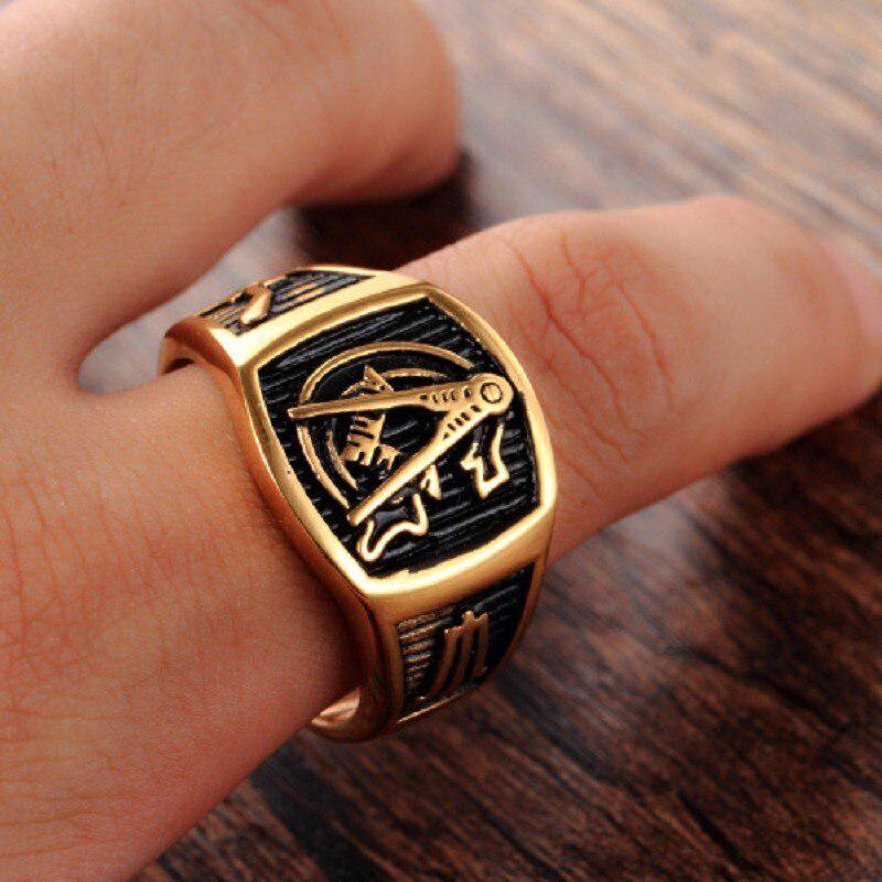 Past Master Gold Titanium Masonic Ring for Men - Masonic Jewelry-rings-Masonic Makers
