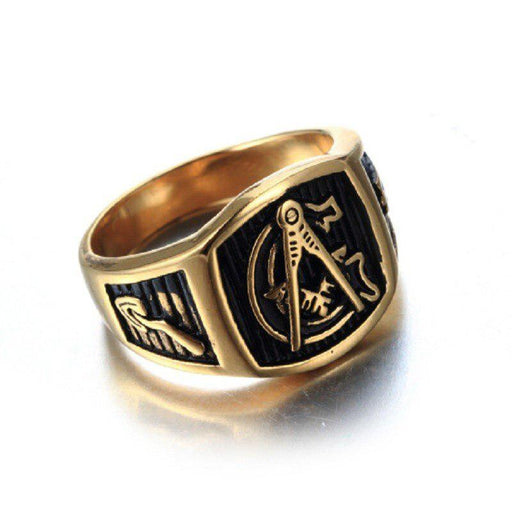 Past Master Gold Titanium Masonic Ring for Men - Masonic Jewelry-rings-Masonic Makers