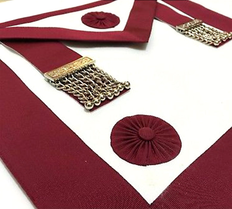 Provincial Steward Craft English Regulation Masonic Apron - White & Maroon-Aprons-Masonic Makers