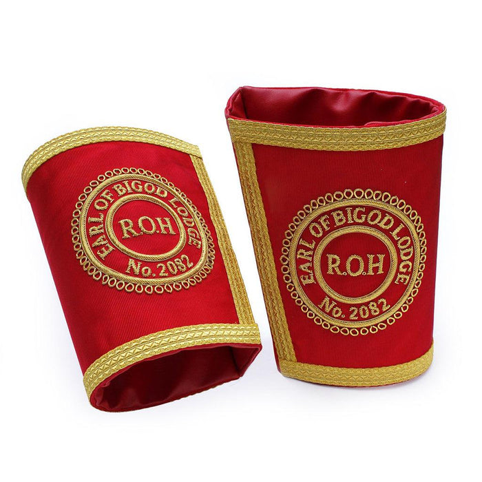 Royal Antediluvian Order of Buffaloes R.A.O.B. Masonic Cuff - Red Hand Embroidered-Cuffs-Masonic Makers