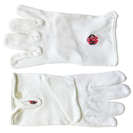 Royal Antediluvian Order of Buffaloes R.A.O.B. Masonic Glove - White Cotton with Red & Black-Gloves-Masonic Makers