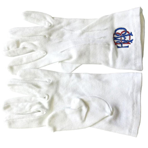 Royal Antediluvian Order of Buffaloes R.A.O.B. Masonic Glove - White Cotton with Red & Blue-Gloves-Masonic Makers