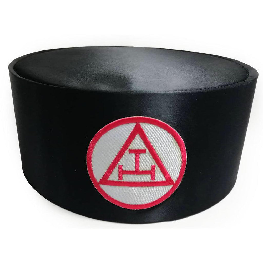 Royal Arch Chapter Masonic Crown Cap - Black Triple Tau Insignia Machine Embroidery-Crown Caps-Masonic Makers