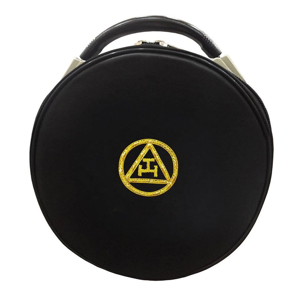 Royal Arch Chapter Masonic Crown Cap Case - Black with Gold Bullion Embroidery-Crown Cap Cases-Masonic Makers