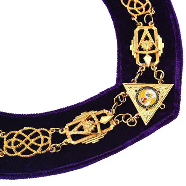 Royal & Select Masters English Regulation Masonic Chain Collar - Gold With Purple Lining-Chain Collars-Masonic Makers