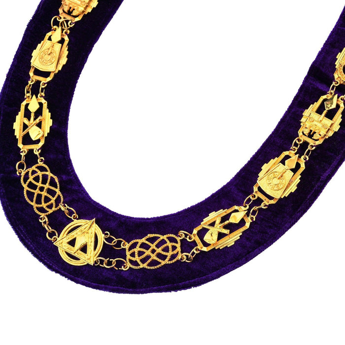 Royal & Select Masters English Regulation Masonic Chain Collar - Gold With Purple Lining-Chain Collars-Masonic Makers