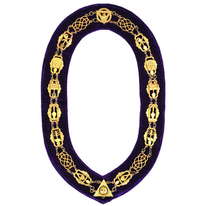 Royal & Select Masters English Regulation Masonic Chain Collar - Gold With Purple Lining-Chain Collars-Masonic Makers