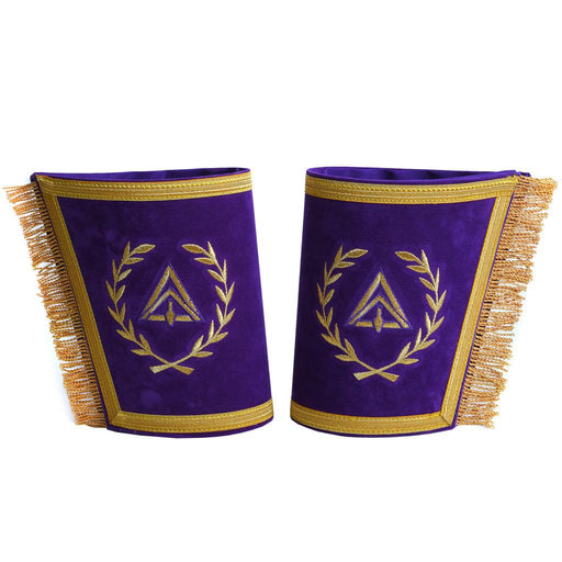 Royal & Select Masters English Regulation Masonic Cuff - Purple Velvet With Fringe-Cuffs-Masonic Makers