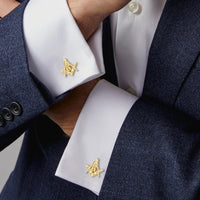 Master Mason Blue Lodge Masonic Cuff Link & tie clip - Gold