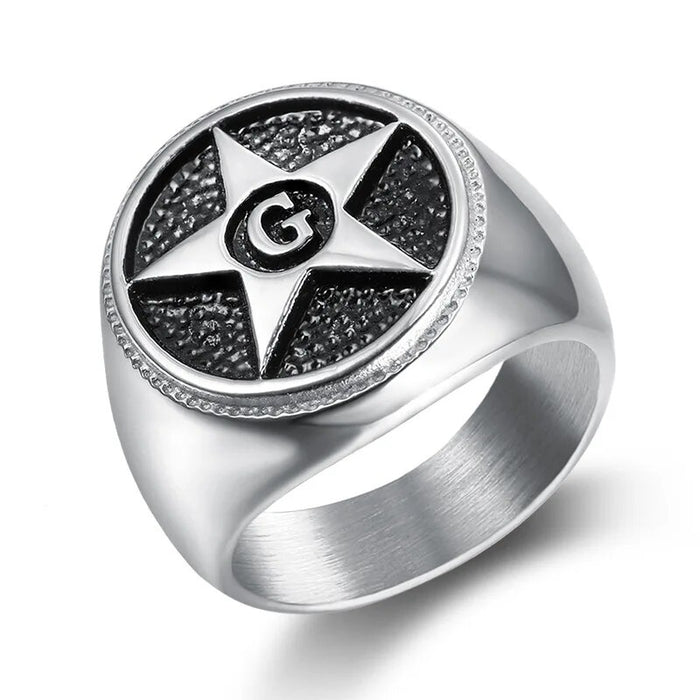 Master Mason Blue Lodge Vintage Stainless Steel Masonic Ring