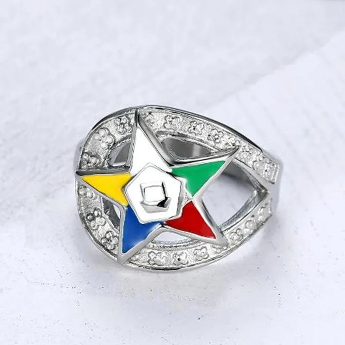 Order Of The Eastern Star OES Masonic Ring - Silver