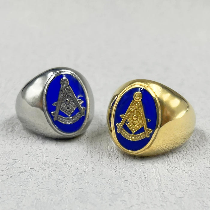 Past Master Blue Lodge Masonic Ring for Men - Stainless Steel