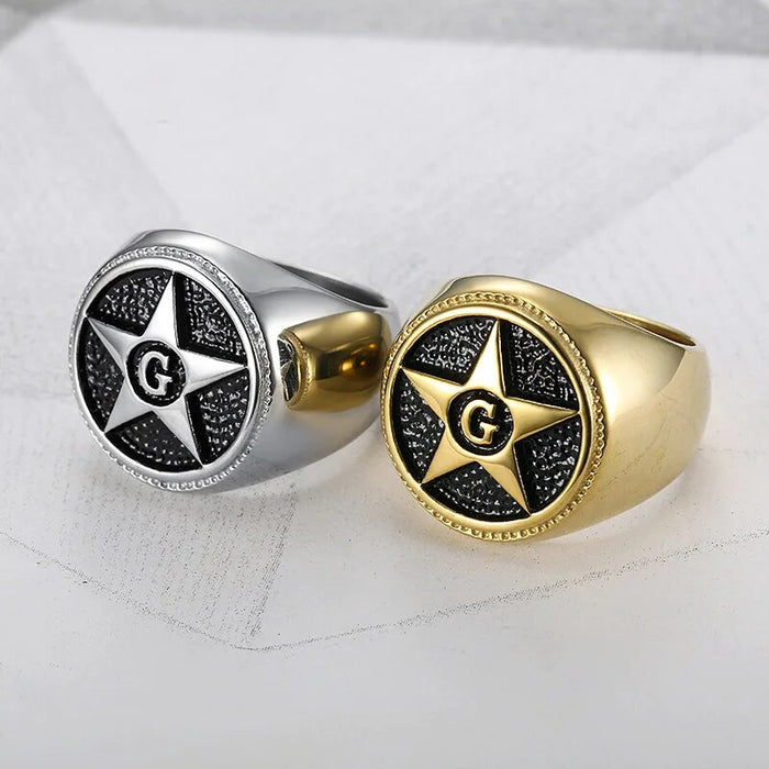 Master Mason Blue Lodge Vintage Stainless Steel Masonic Ring