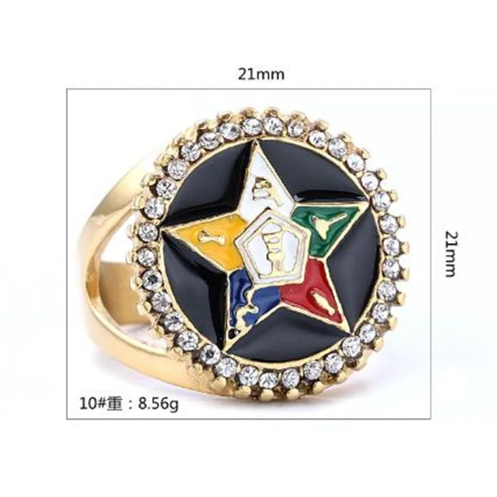 Order Of The Eastern Star OES Masonic Ring - Stainless Steel