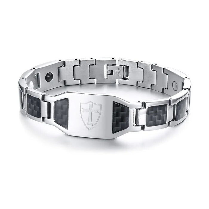 Knight Templar Blue Lodge Shield Cross Masonic Magnetic Bracelet