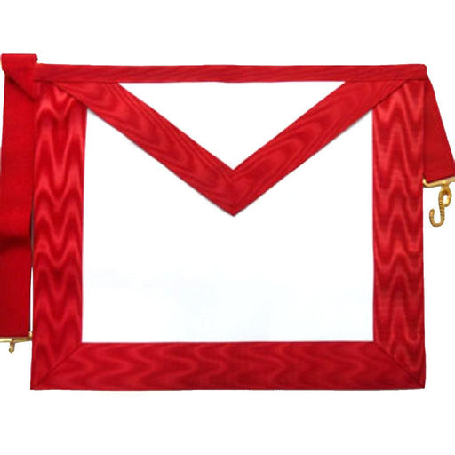 Scottish Rite Masonic Apron - White & Red Moire Ribbon-Aprons-Masonic Makers