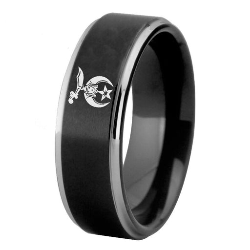 Shriner Vintage Black Masonic Ring -Stainless Steel-Rings-Masonic Makers