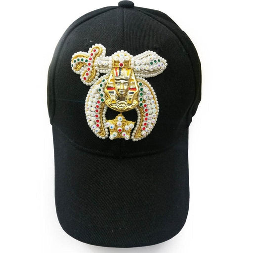 Shriners Masonic Embroidery Cap - Black with Jewels & Bullion Embroidery-Caps-Masonic Makers