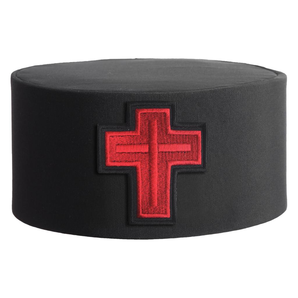 Sir Knight Knights Templar Commandery Masonic Crown Cap - Black Rayon With Red Cross-Crown Caps-Masonic Makers