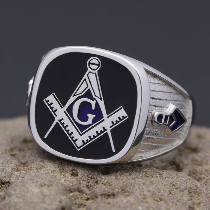 Master Mason Blue Lodge Freemason 925 Sterling Silver Ring - High Quality Crafted