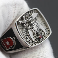 Shriners Blue Lodge Silver Masonic Ring - High Quality Crafted
