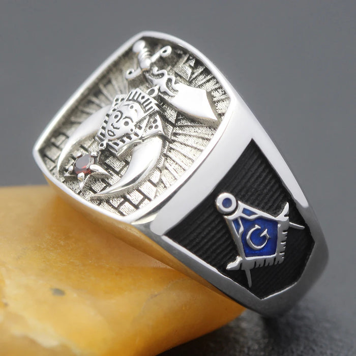 Shriners Blue Lodge Silver Masonic Ring - High Quality Crafted