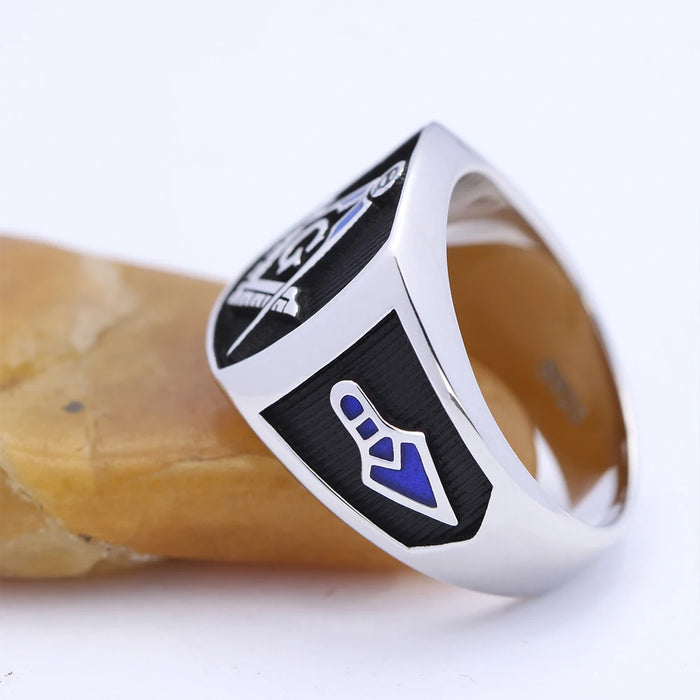 Master Mason Blue Lodge Freemason 925 Sterling Silver Ring - High Quality Crafted